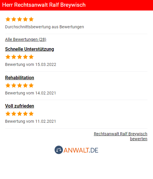 Bewertungen von Anwalt.de